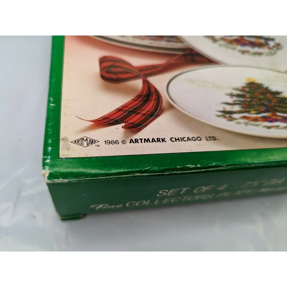 Christmas Tree Gifts Plate 7.5 Inch Lot‎ of 4 Artmark 1986